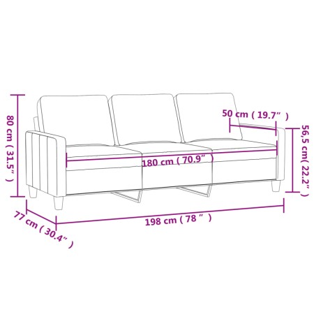 Divano a 3 Posti rosa 180 cm in Velluto