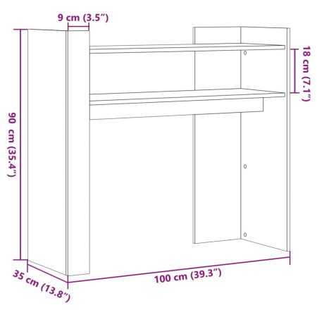 Tavolino Consolle Bianco 100x35x90 cm in Legno Multistrato