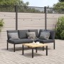 Set Divani da Giardino 3 pz con Cuscini in Alluminio Nero