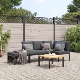 Set Divani da Giardino 4 pz con Cuscini in Alluminio Nero