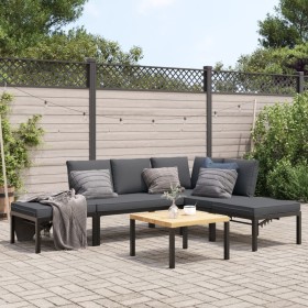 Set Divani da Giardino 5 pz con Cuscini in Alluminio Nero