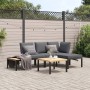 Set Divani da Giardino 4 pz con Cuscini in Alluminio Nero