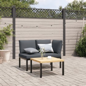 Set Divani da Giardino 2 pz con Cuscini in Alluminio Nero