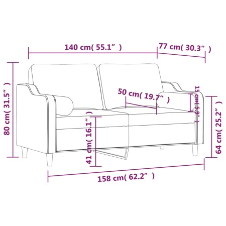 Divano a 2 Posti con Cuscini Grigio Chiaro 140 cm in Tessuto