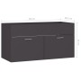 Mobile Sottolavabo Grigio 90x38,5x46 cm in Legno Multistrato