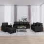 Set di Divani 4 pz con Cuscini Nero in Similpelle