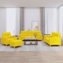 Set di Divani 4 pz con Cuscini Giallo Chiaro in Tessuto