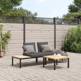 Set Divani da Giardino 3 pz con Cuscini in Alluminio Nero