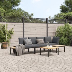 Set Divani da Giardino 4 pz con Cuscini in Alluminio Nero