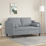 Divano a 2 Posti con Cuscini Grigio Chiaro 120 cm in Tessuto