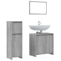Set Mobili da Bagno 3 pz Grigio Sonoma in Legno Multistrato