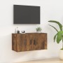 Mobile Porta TV a Parete rovere fumo 80x34,5x40 cm