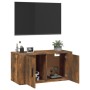 Mobile Porta TV a Parete rovere fumo 80x34,5x40 cm