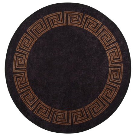 Tappeto Lavabile φ120 cm Nero e Oro Antiscivolo
