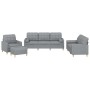 Set Divani 4 pz con Cuscini Grigio Chiaro in Tessuto