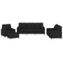 Set Divani 4 pz con Cuscini Nero in Tessuto