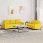 Set di Divani 2 pz con Cuscini Giallo Chiaro in Tessuto