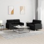Set Divani 2 pz con Cuscini Nero in Tessuto