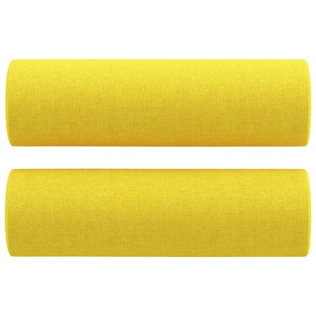 Set di Divani 3 pz con Cuscini Giallo Chiaro in Tessuto