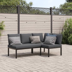 Set Divani da Giardino 2 pz con Cuscini in Alluminio Nero