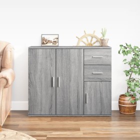 Credenza Grigio Sonoma 91x29,5x75 cm in Legno Multistrato