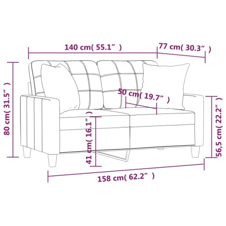 Divano a 2 Posti con Cuscini Crema 140 cm in Similpelle