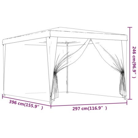 Tenda per Feste con 4 Pareti in Rete Antracite 3x4 m in HDPE