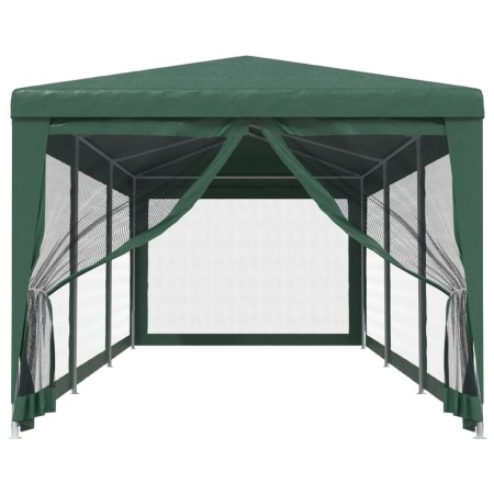 Tenda per Feste con 8 Pareti Laterali in Rete Verde 3x9 m HDPE