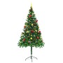 Albero di Natale Preilluminato con Palline Verde 180 cm