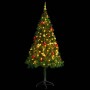 Albero di Natale Preilluminato con Palline Verde 180 cm