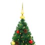 Albero di Natale Preilluminato con Palline Verde 180 cm