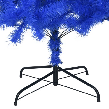 Albero di Natale Artificiale Sottile con Base Blu 210 cm PVC