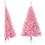 Albero di Natale Artificiale a Metà con Supporto Rosa 120cm PVC