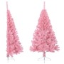 Albero di Natale Artificiale a Metà con Supporto Rosa 120cm PVC