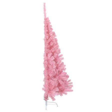 Albero di Natale Artificiale a Metà con Supporto Rosa 120cm PVC