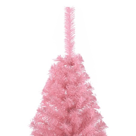 Albero di Natale Artificiale a Metà con Supporto Rosa 120cm PVC