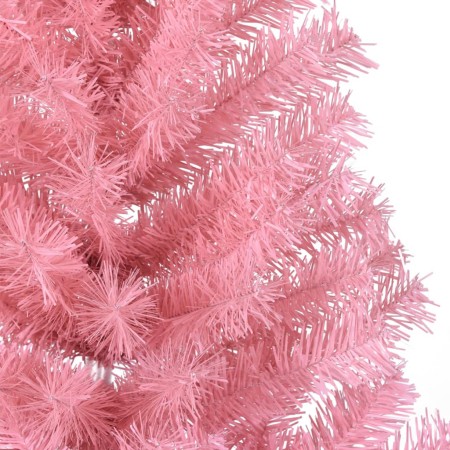 Albero di Natale Artificiale a Metà con Supporto Rosa 120cm PVC