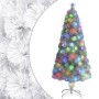 Albero Natale Preilluminato Bianco 150 cm in Fibra Ottica