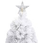 Albero Natale Preilluminato Bianco 150 cm in Fibra Ottica