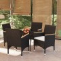 Set da Pranzo da Giardino 5 pz con Cuscini Nero