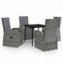 Set da Pranzo da Giardino 5 pz con Cuscini Grigio