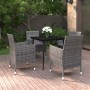 Set da Pranzo per Giardino 5 pz con Cuscini Polyrattan e Vetro