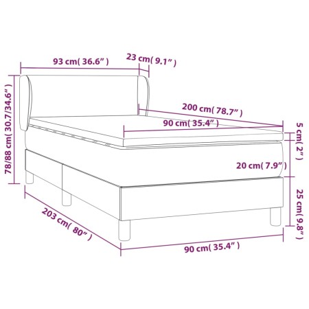 Giroletto a Molle con Materasso Blu Scuro 90x200 cm in Velluto