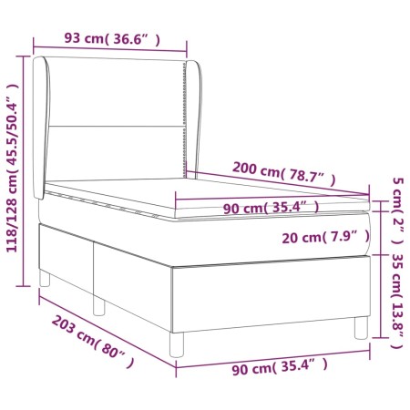 Giroletto a Molle con Materasso Marrone Scuro 90x200 cm Tessuto