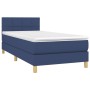 Letto a Molle con Materasso e LED Blu 90x200 cm in Tessuto