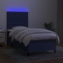 Letto a Molle con Materasso e LED Blu 100x200cm in Tessuto