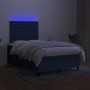 Letto a Molle con Materasso e LED Blu 120x200cm in Tessuto