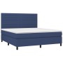 Letto a Molle con Materasso e LED Blu 180x200 cm in Tessuto