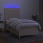 Letto a Molle con Materasso e LED Crema 90x200 cm in Tessuto