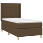 Letto a Molle Materasso e LED Marrone Scuro 90x190cm in Tessuto